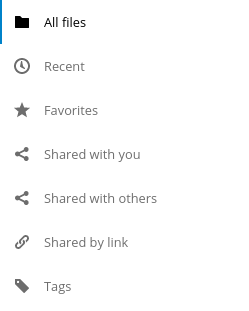 App navigation sidebar showing a list of navigation entries with icons
